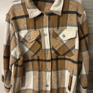 Brown and Cream Plaid Jacket